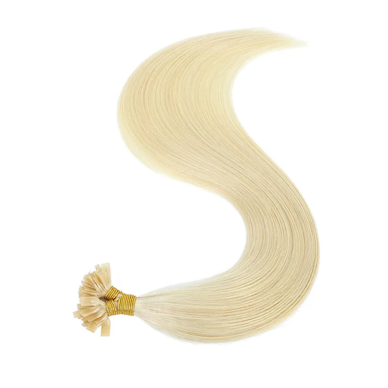 VSR Flat Tip Hair For Salon 60cm Platinum Blonde 25Pcs 50pcs /Pack Machine Remy Fusion Keratin Flat Tip Human Hair Extensions