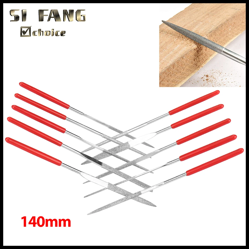 10PCS Mini Needle File Set Diamond Coated Length 140mm Width 3mm for Jewelry Metal Ceramic Glass Gem Stone Hobbies and Crafts
