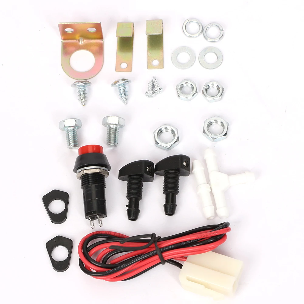 12V Car Windshield Washer Bottle Kit Water Tank 1.5L Washer Reservoir Pump Bottle Kit Universal Windscreen Wiper Clean Tool