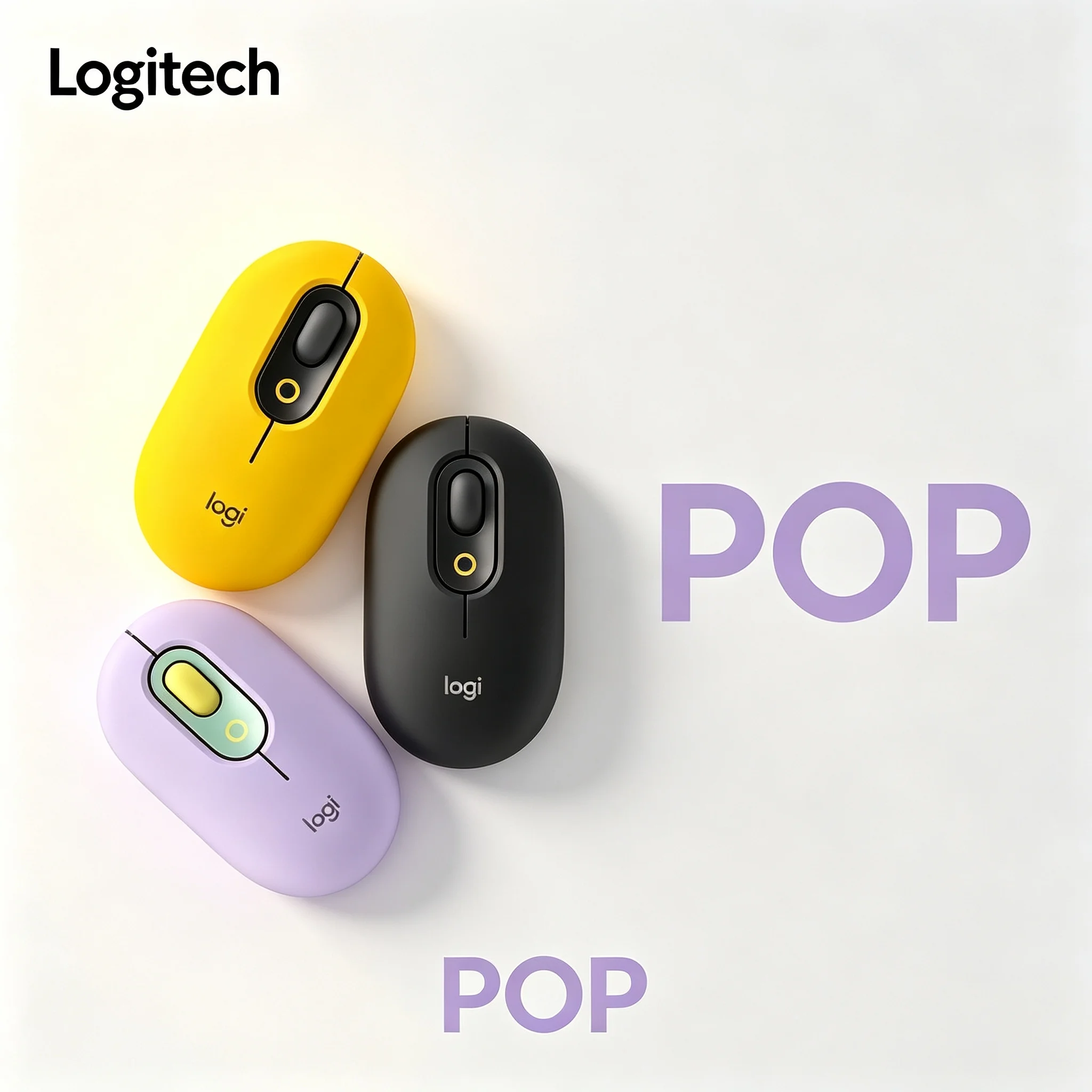 Original Logitech POP Mouse Wireless Bluetooth Quiet Click Fashion Color Mini Mouse Compatible With PC Mac Chromebook Tablet