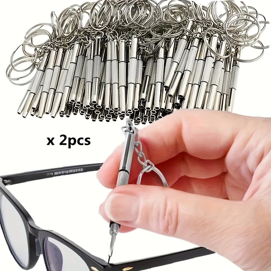 2pcs Mini Glasses Screwdriver Keychain, Portable Eyeglass Repair Tool, Pocket Screwdriver for Sunglasses, Watch, Jewelry Repair
