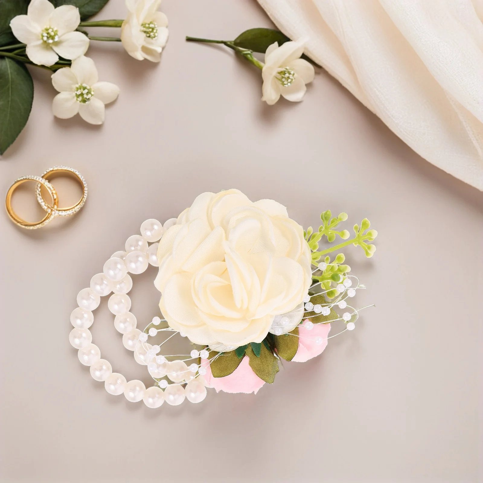 

4 Pcs Wedding Wrist Flower Bridesmaid's Corsages Bridal Accessories Garland Artificial Wristlet