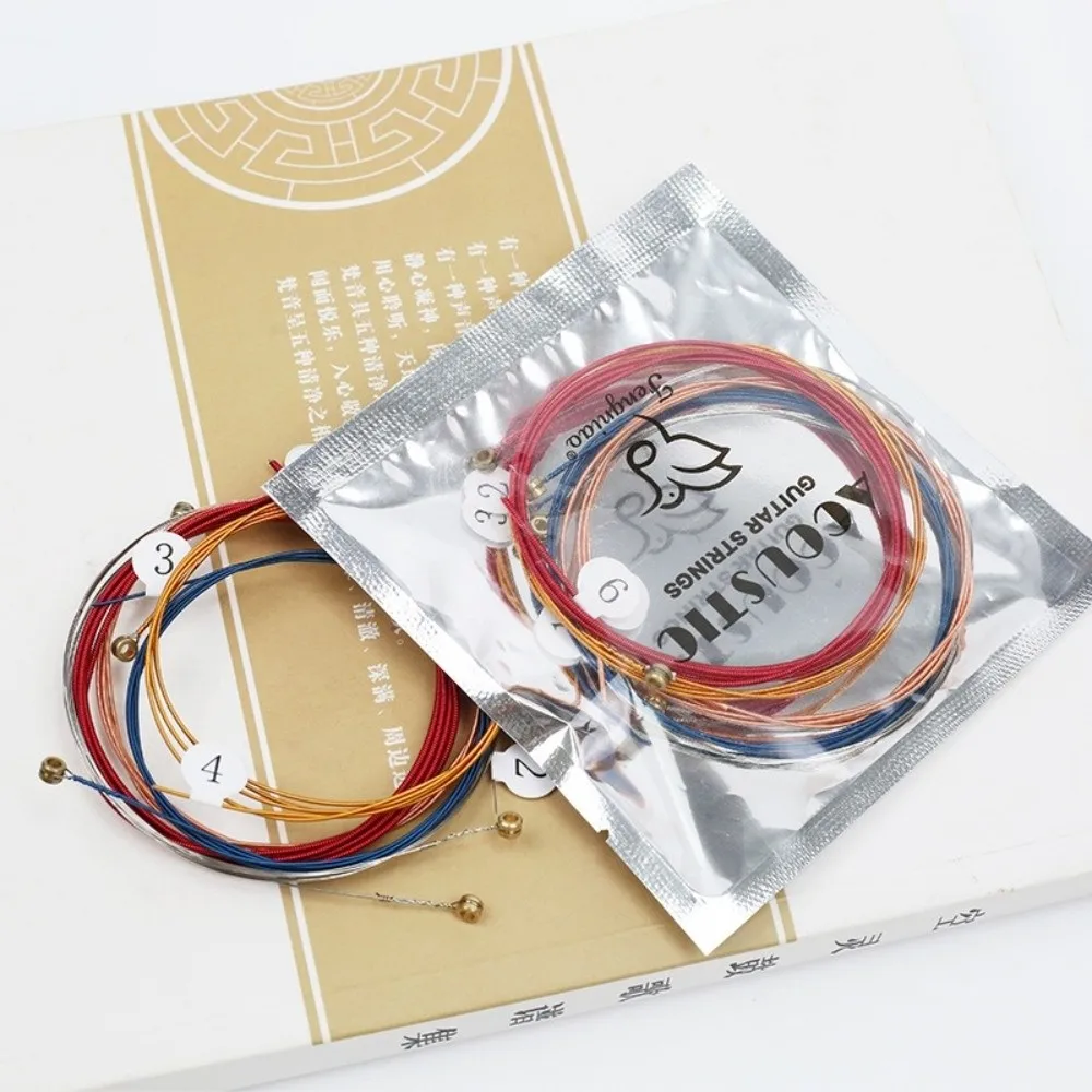 

6Pcs/Set Rainbow Acoustic Guitar Strings Guitar Strings Colorful Electric Guitar Shoulder Strap Guitar Parts Universal