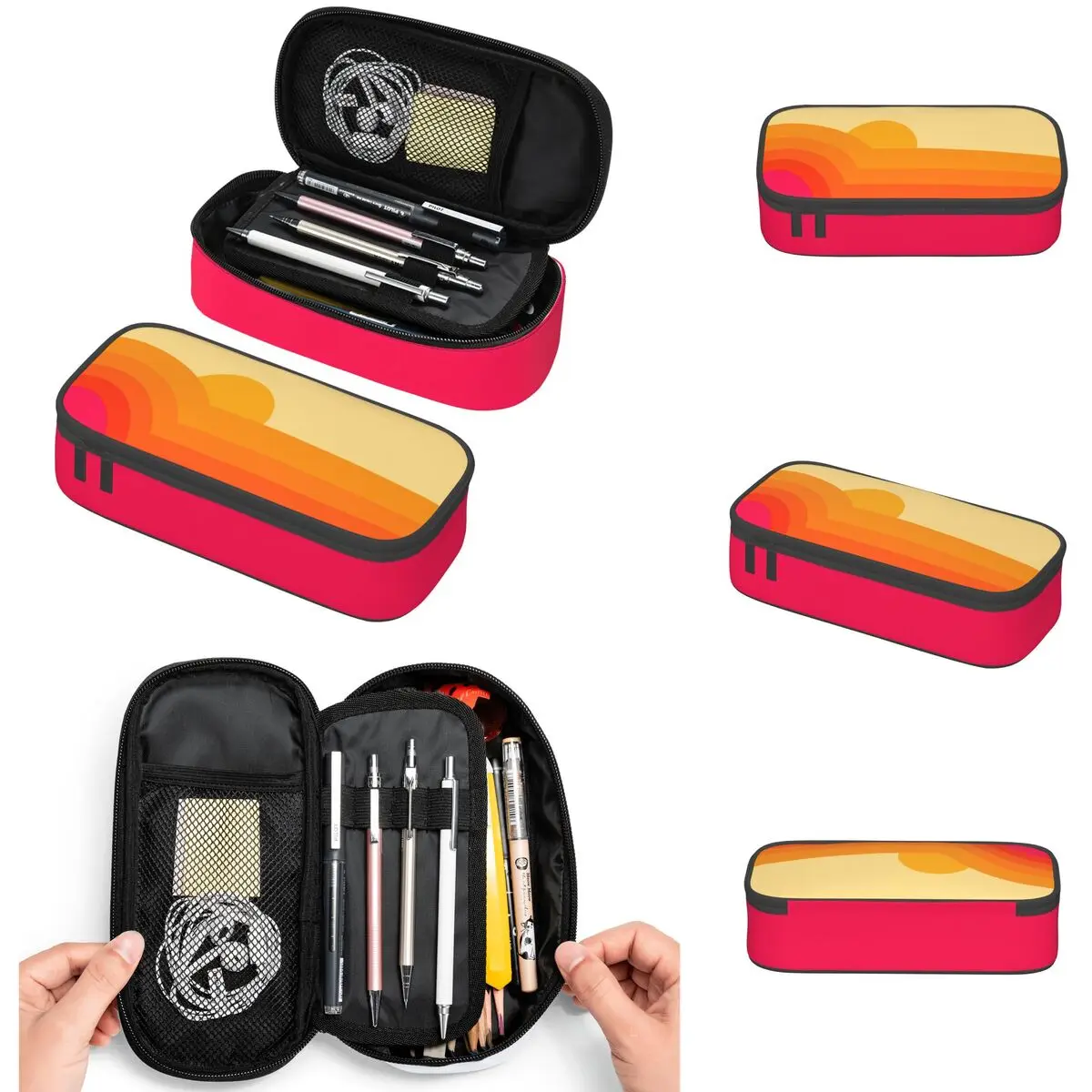 Retro Sunset Pencil Cases Large Storage Pen Bags Pen Box Pencil Pouch For Boys Girls Students Stationery School Office