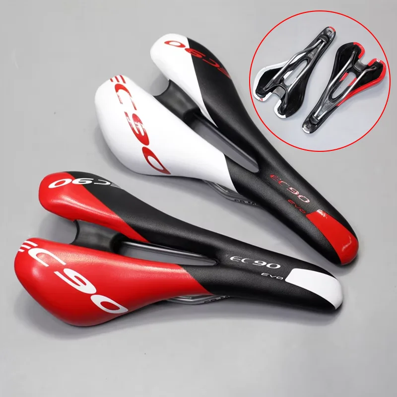 

Long Nosed Mountain Bike Saddle Steel Rail Road Cycling Cushion Hollow Design Ultra Lightweight EVA 275 x 142mm Red White