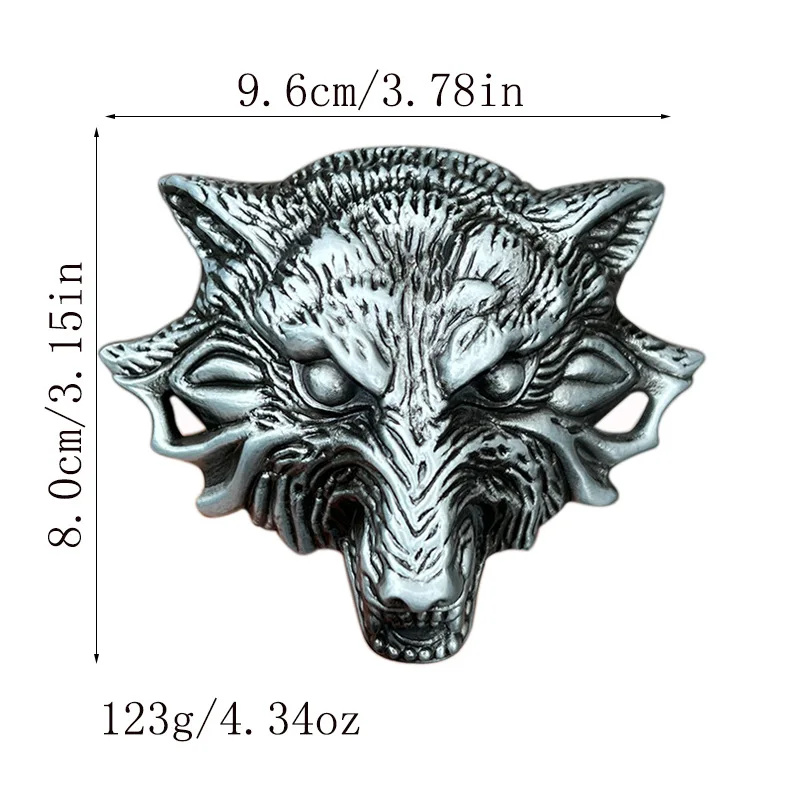 Fivela de cinto de cabeça de lobo estilo ocidental
