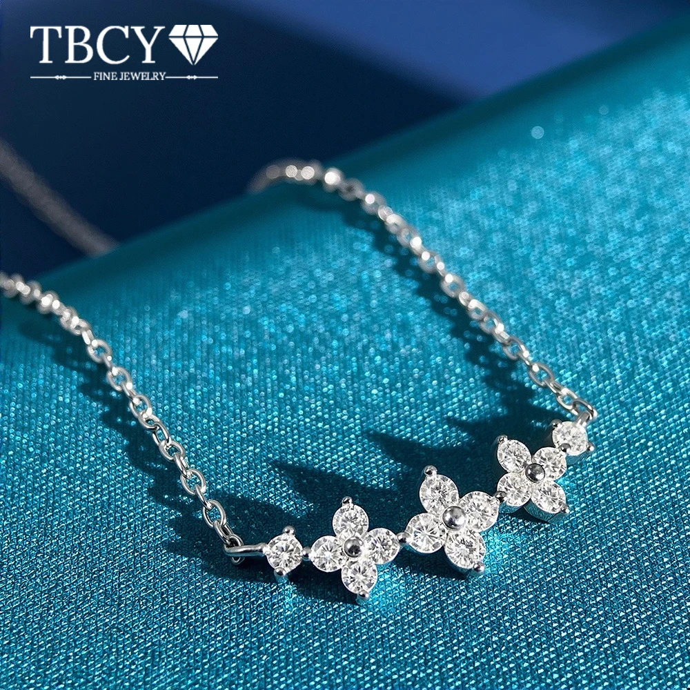 

Ожерелье TBCYD D Color с четырьмя листьями из муассанита для женщин, серебряная цепочка 925 пробы, оригинальное покрытие из 18-каратного золота, украшение для вечеринок, подарок