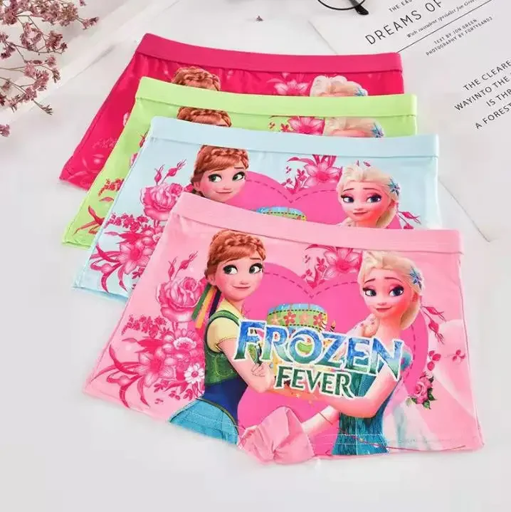 New Disney Frozen Panties Cartoon Anna Elsa Princess Printed Girls Boxer Shorts Soft Breathable Four Seasons Underwear Gift