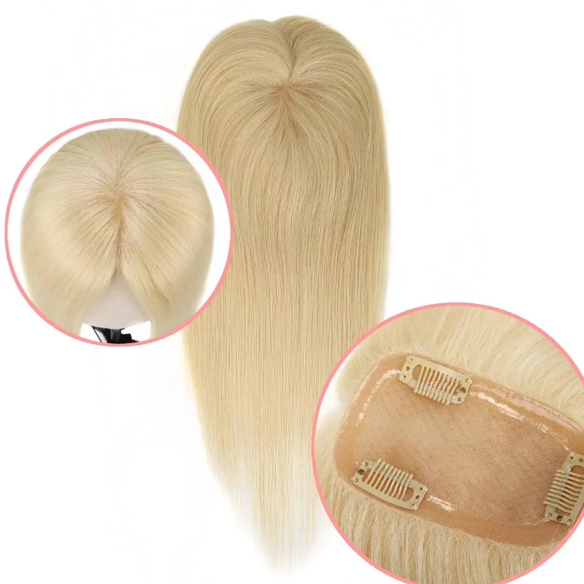

TUW10 Hair Topper 3''x5'' Silk Base with PU Around with 3 Clips 110% Hand Made Remy Human Hair Human Hair Topper for Women Hair