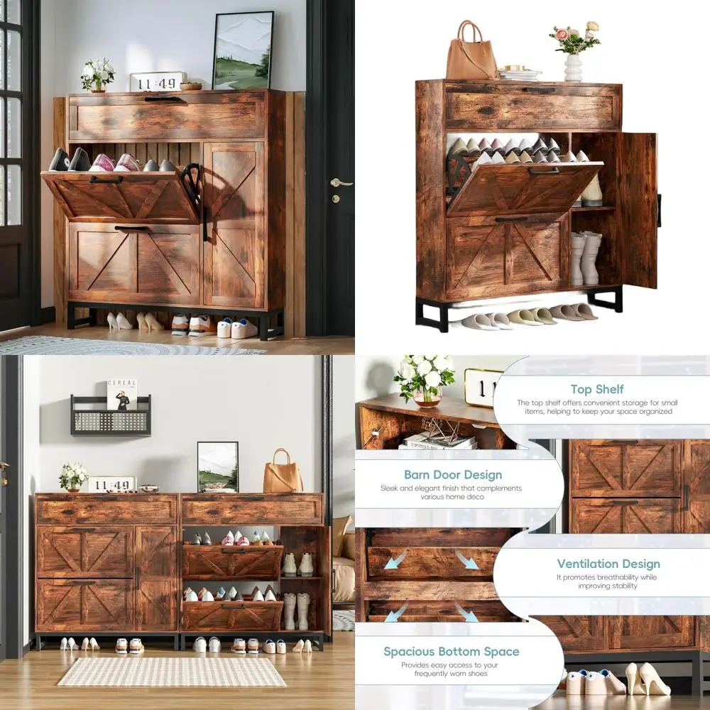 

Коричневый узкий напольный шкаф для обуви с металлическими ножками и регулируемыми полками для прихожей и коридора