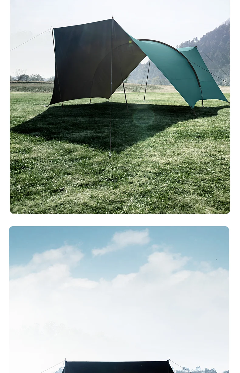 BISINNA Outdoor-Camping-Unterstand, tragbar, großes, silberbeschichtetes Vordach, Sonnenschutz, wasserdichtes Tunnelvordach für Reisen, Strand, Garten – Detail 11