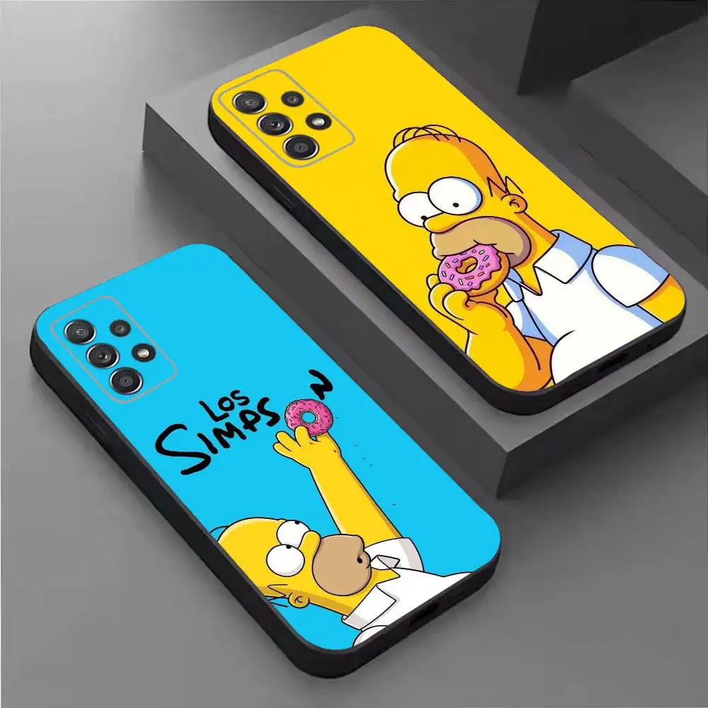 Funda para teléfono The Simpsons Homer-donuts para Samsung S26,25,24,21,22,21,20,10,9,8,7,6,Ultra,Plus,Fe, Lite, color negro