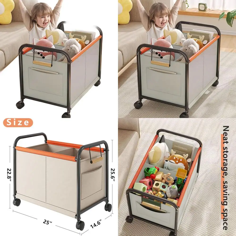 

Большой белый органайзер для игрушек на 360° ° Колеса для детских комнат - вмещает игрушки, книги, одежду, закуски