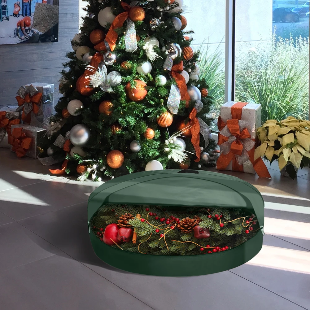 Wreath Bag Wreath Storage Bag 36x8in 420D Oxford Cloth Xmas Wreath Storage Container for Home Xmas Wreath Storage Container