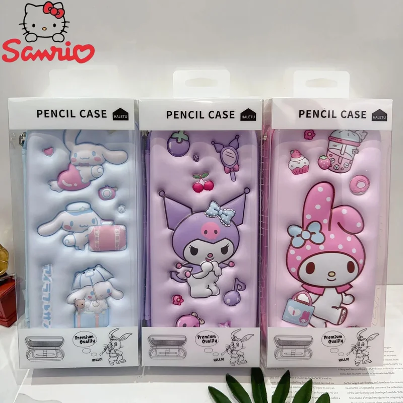 Nowy piórnik Sanrio Eva 3d Kuromi Melody Cinnamoroll Piórnik przedłużony Piórnik Student Cute Cartoon Podwójny zamek błyskawiczny Prezent