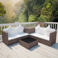 VidaXL 4-tlg. Poly Rattan Brown garden lounge set with pads