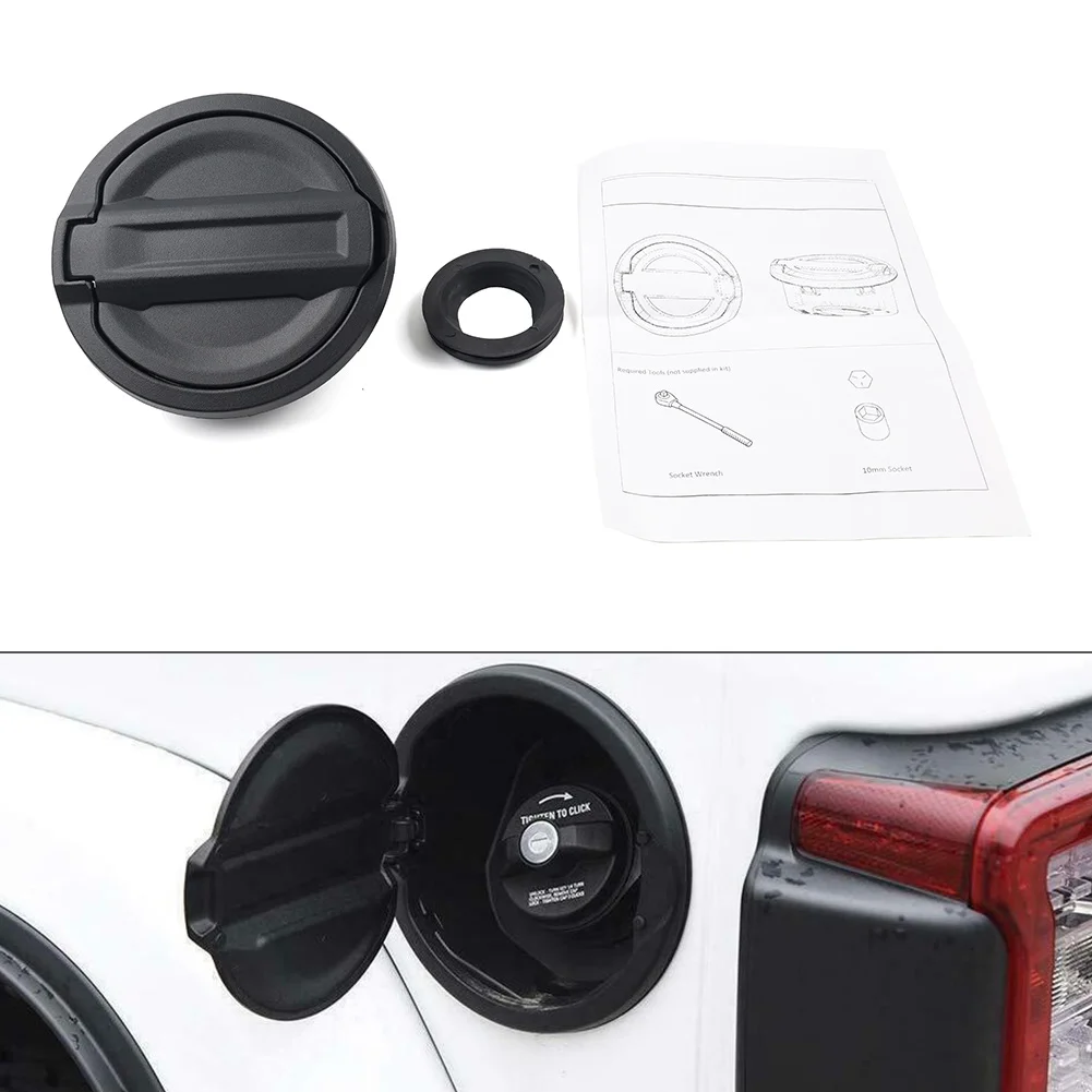 Black Car Fuel Tank Door Cover Gas Filler Cap For Jeep Wrangler JL Gladiator JT 2018 2019 2020 2021 2022 2023