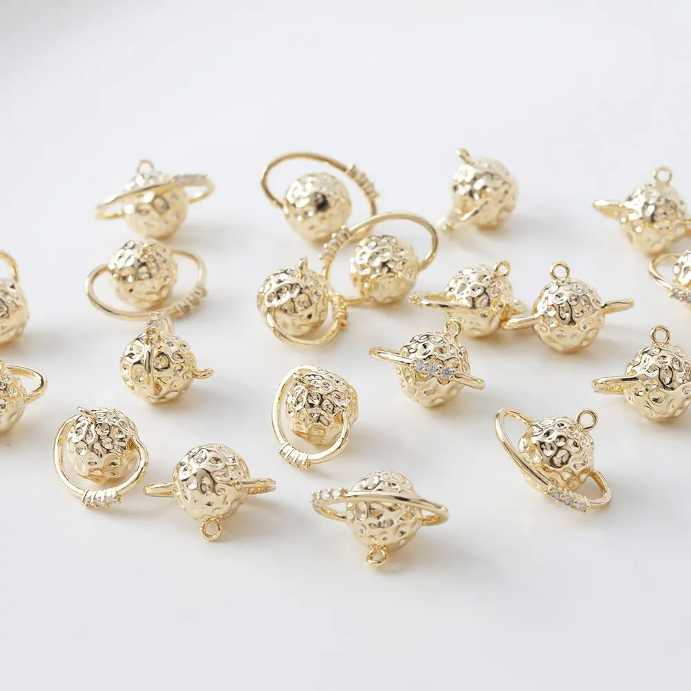 2PCS 12*17mm 14k Gold Plated Star Ring Zircon Pendant Necklace Charms for Jewelry Making Bracelet DIY Made Brass Accessories