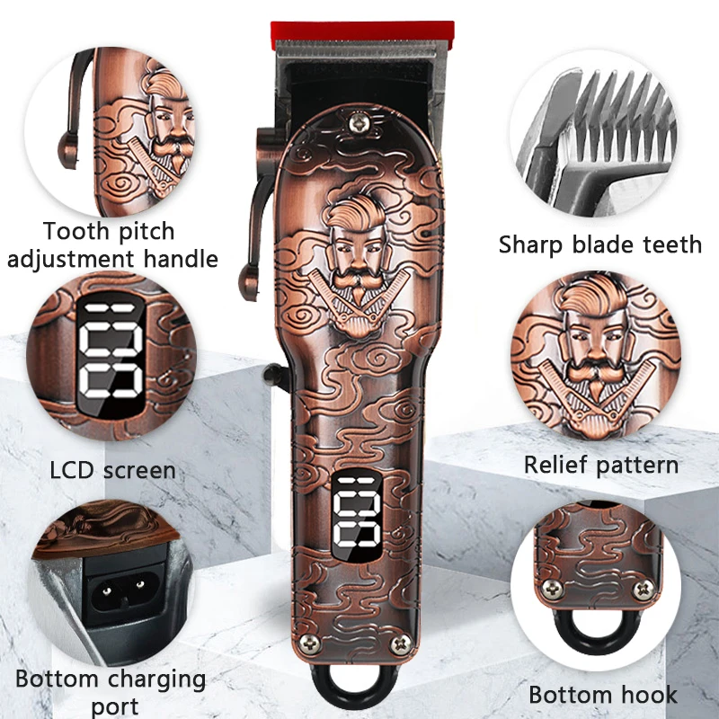 Hair Clipper Professional Electric Hair Clipper Rechargeable Hair Trimmer Machine Men's Electric Shaver Barber Cutting Machine