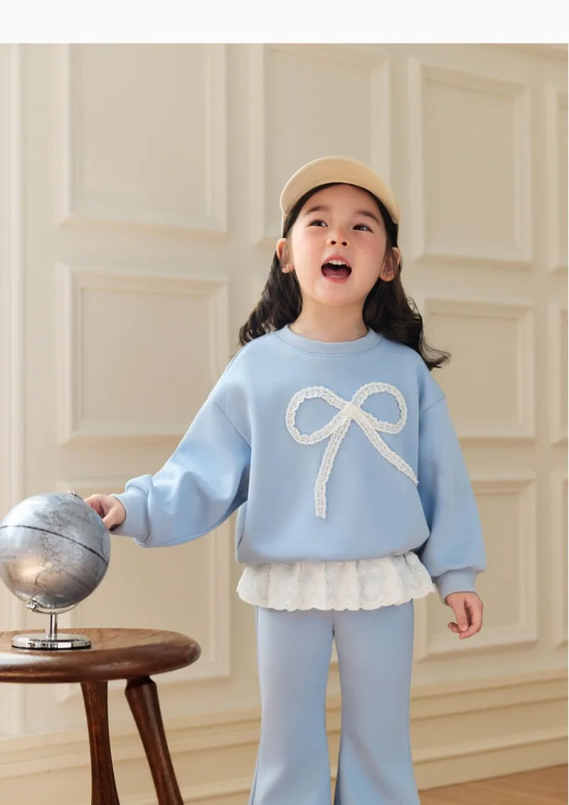 RAISE 2-8 Jahre Kinder Mädchen Zweiteiliges Outfit Herbst Kinder Mädchen Schleifen-Sweatshirt Trainingsanzüge 2026 Spitzenbesetzte Schlaghose Outfits – Detail 16
