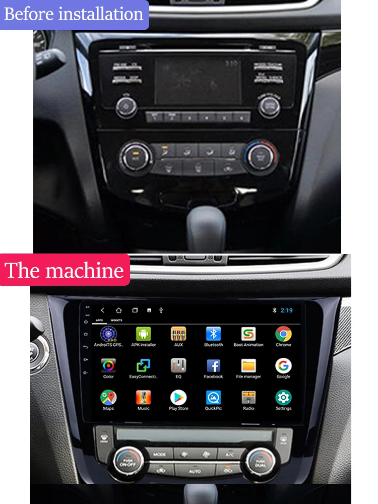 Car Radio For Nissan X-Trail Qashqai 2014 2015 2016 2017 Android 13 Autoradio Carplay  4+64GB 2 Din Multimedia Video Player WIFI