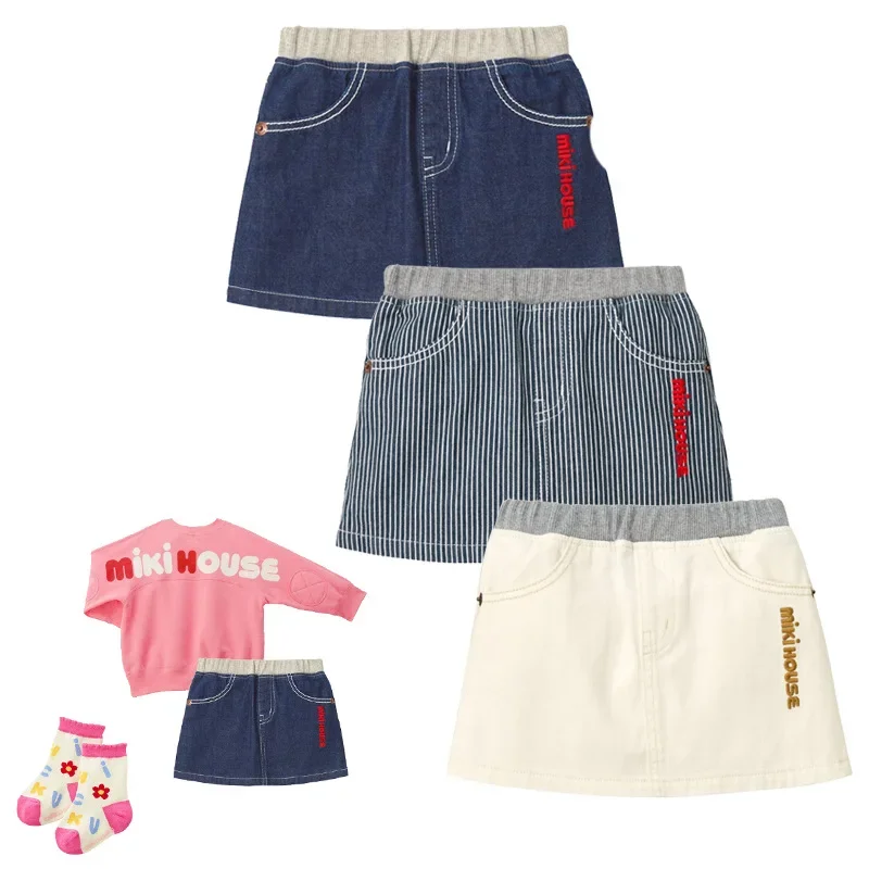 

Miki Children's Clothing Summer New Girl Solid Letter Logo Embroidered Skirt Children's Short Skirt