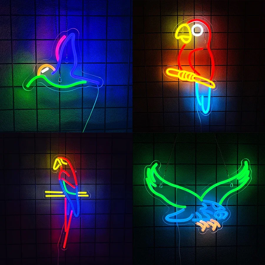 

Аксессуары в виде орла для домашнего декора, украшение комнаты, красочная неоновая вывеска на стене, светодиодные фонари в виде попугая, бар, спальня, общежитие, вечеринка