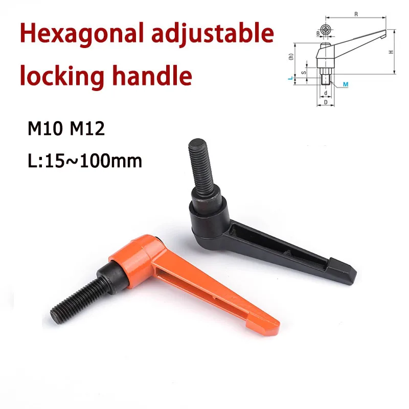

1pcs M10 M12 Hexagonal adjustable locking handle Clamping Lever internal External thread Thread Knob Hex Hex Screws ﻿