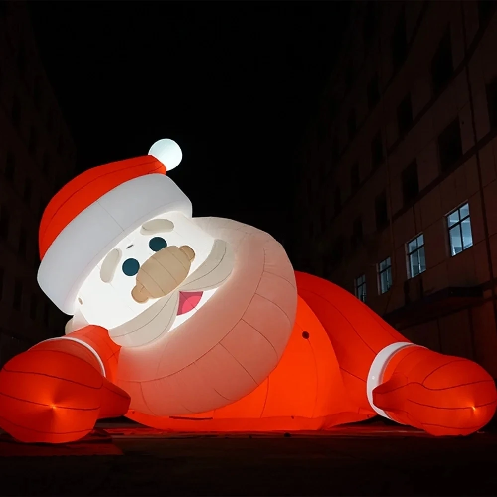 ขายส่งใหม่ 12ft ยักษ์โกหก Commercial Inflatable Santa Claus พร้อมไฟ LED น่ารักพ่อคริสต์มาสสําหรับกลางแจ้ง