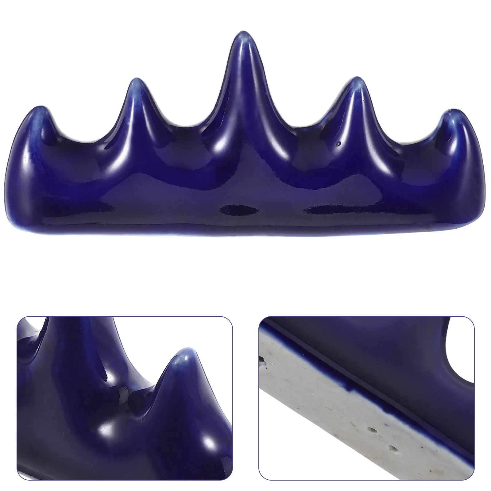 Ceramic Five Finger Mountain Brush Stand Calligraphy Pen Holder Large Capacity Stable Base Desk Organizer Writing Supplies