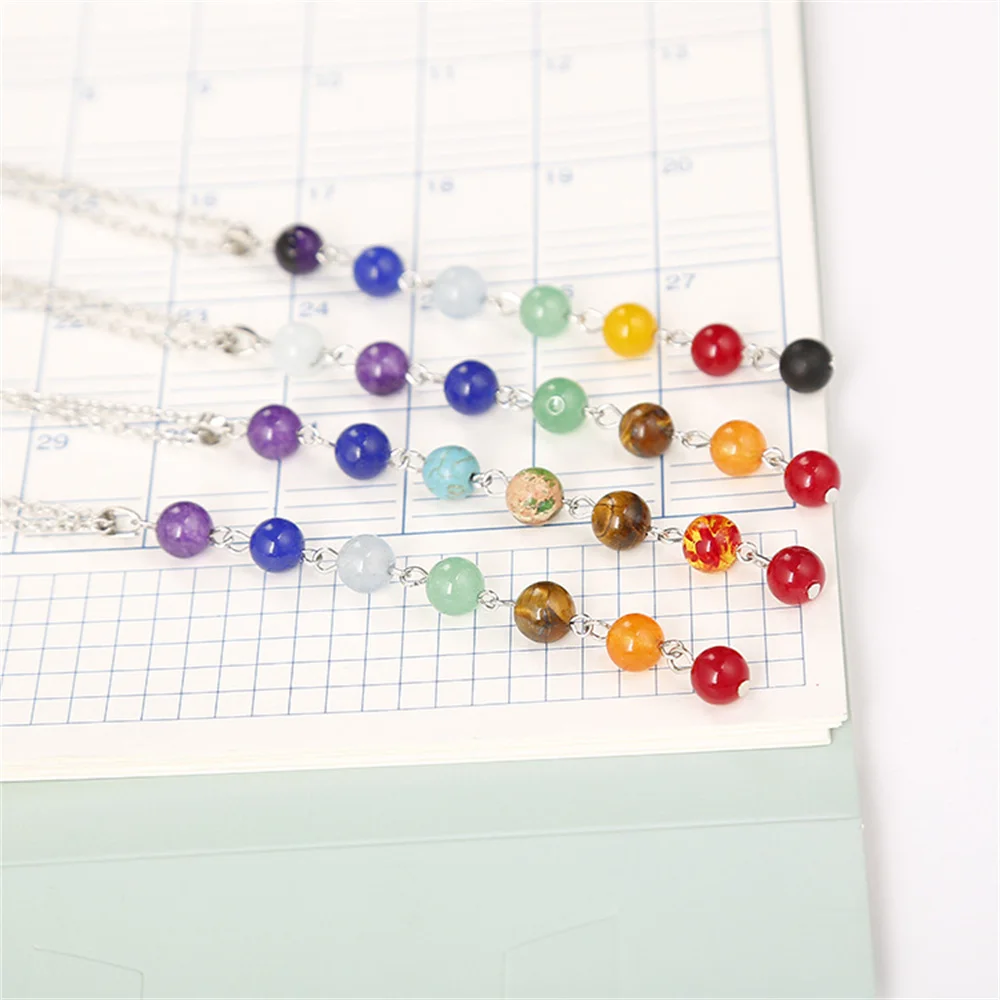 7 Chakra Gem Stone Beads Pendant for Women Reiki Healing Balancing Maxi Yoga Chakra Necklaces Bijoux Femme Jewelry Gift