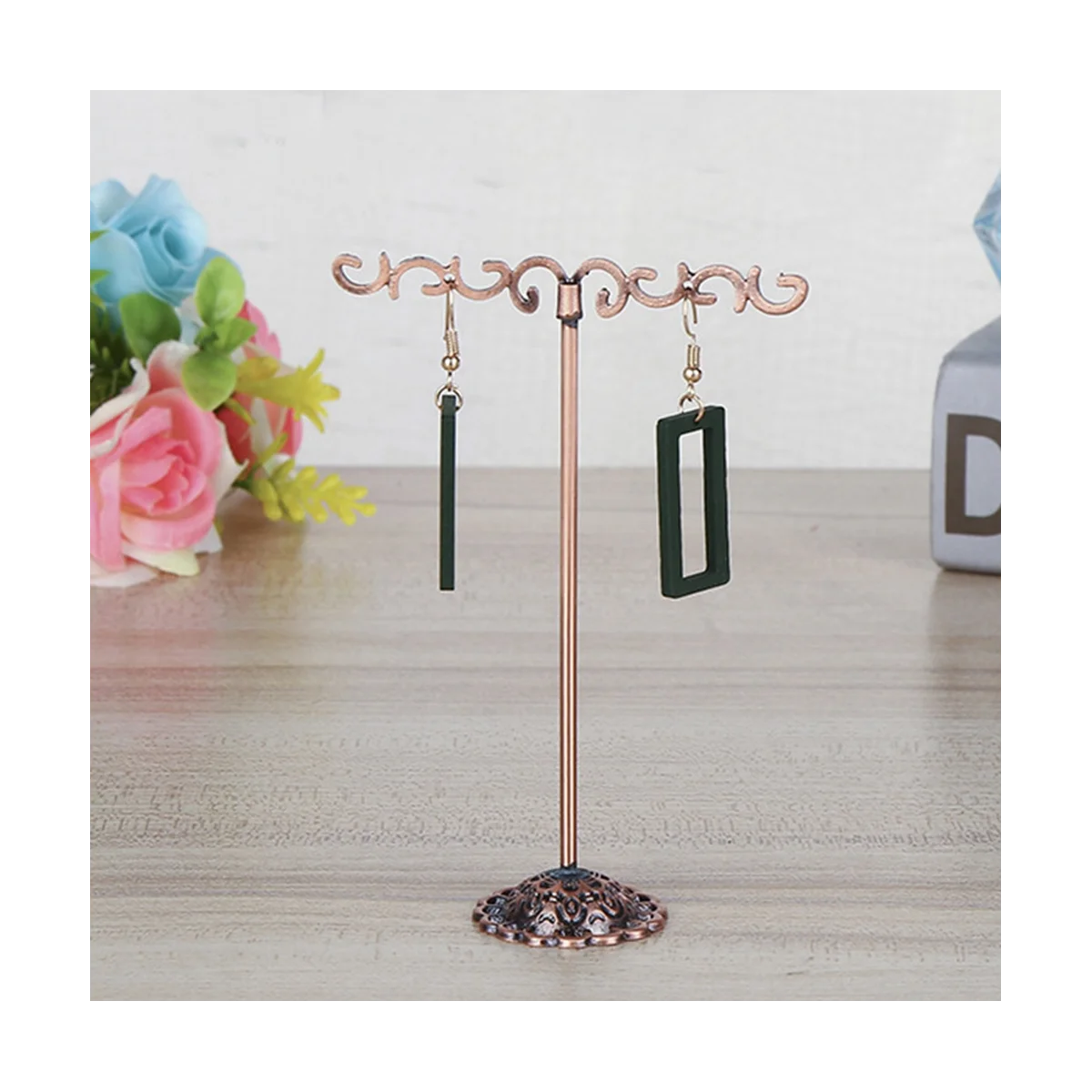 6Pcs Metal Jewelry Shelf Display Rack Stand Holder Earrings Organizer Storage Vintage Exquisite Gifts Red