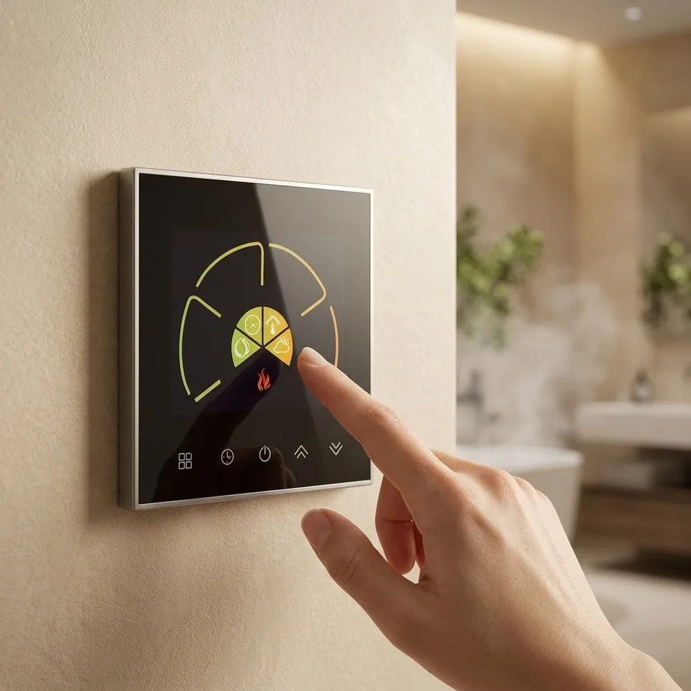 For Smart Thermostat with for Voice Activation Compatibility for Assistant 14-Language UI Backlit LCD Screen 86x86x49mm