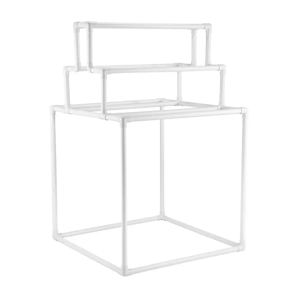 

8 Bar Pyramid Towel Rack Heavy Duty Drying Organizer Poolside Storage 35.43Lx35.43Wx54.72H White