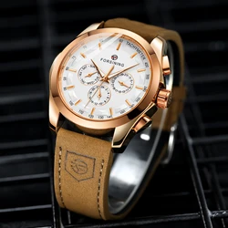 FORSINING Men Watches Automatic Mechanical Watch Luxury Gold Clock Genuine Leather Waterproof Watch Men Military Wristwatch Man