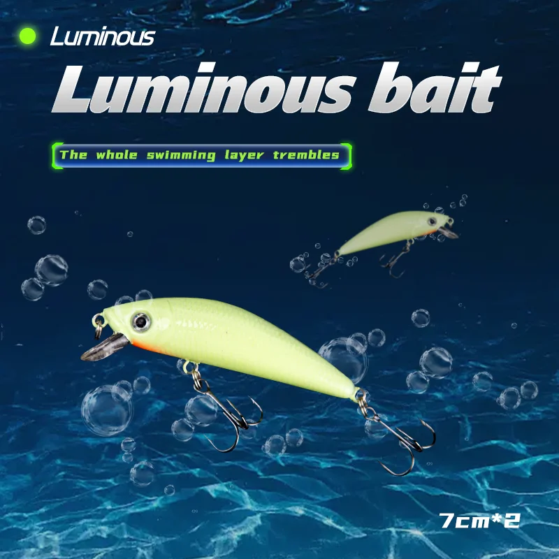 2PCS 3D Luminous Minnow Fishing Lure With Treble Hooks Pesca Hard Bait Artificial Crankbaits for Bass Pike Carp Fishing