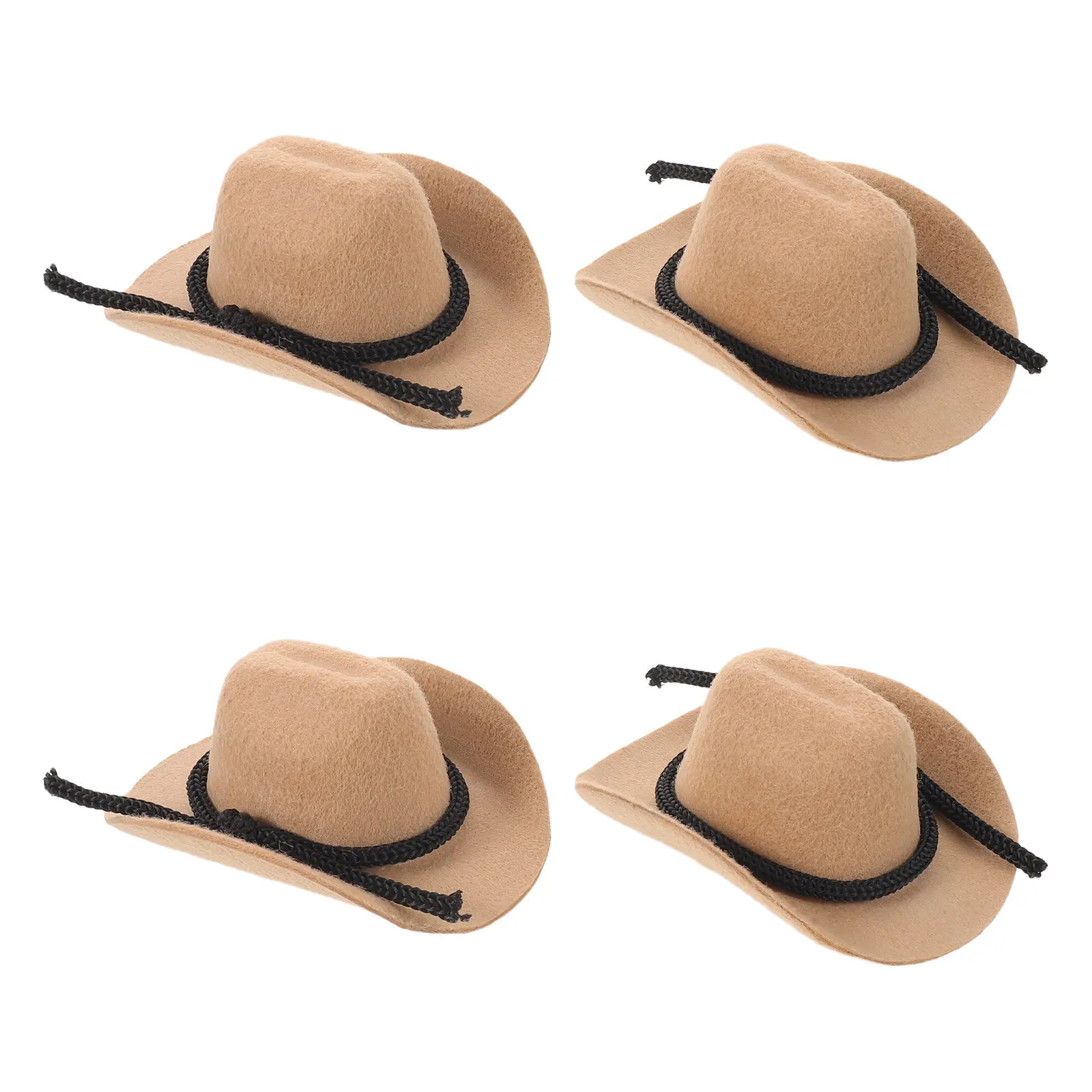 

4Pcs Mini Cowboy Hats 8Cm Western Style Accessories Party Decoration Miniature Caps for Crafts Tiny Cowgirl Hats