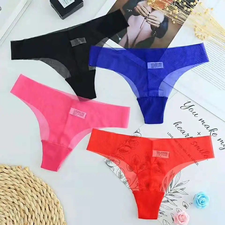 3 Pieces Women Panties Female Underwear Lingerie Low Waist Sexy Thong Without Sewing Lingerie Victoria Package Menstrual Bikini