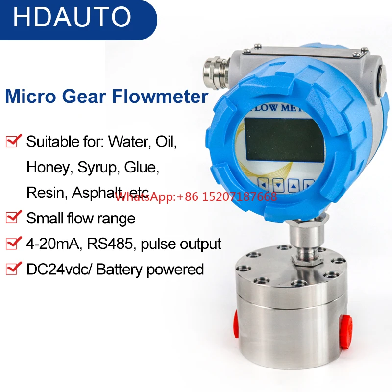 G1/2 Precision Micro Oval Gear Flowmeter RS485 Glue Edible Oil Kerosene Syrup Resin Grease Freezing Liquid High Viscosity Liquid