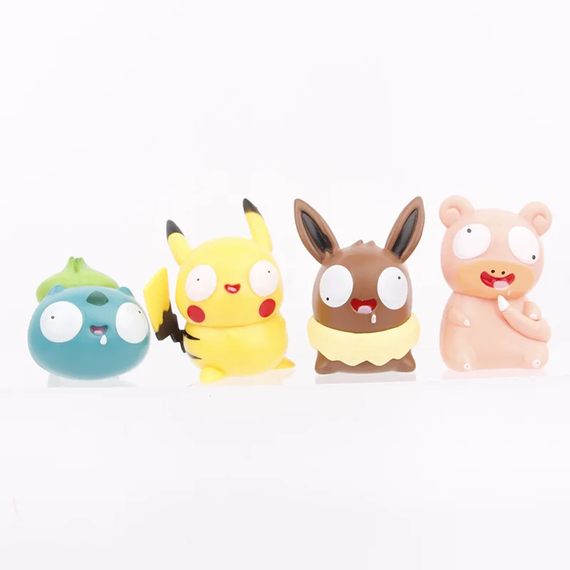 Pokémon Four Silly Ones Eevee Psyduck Gengar Slowpoke PVC Statue Action Figurine Desk Collectible Model Toys Figures Gift