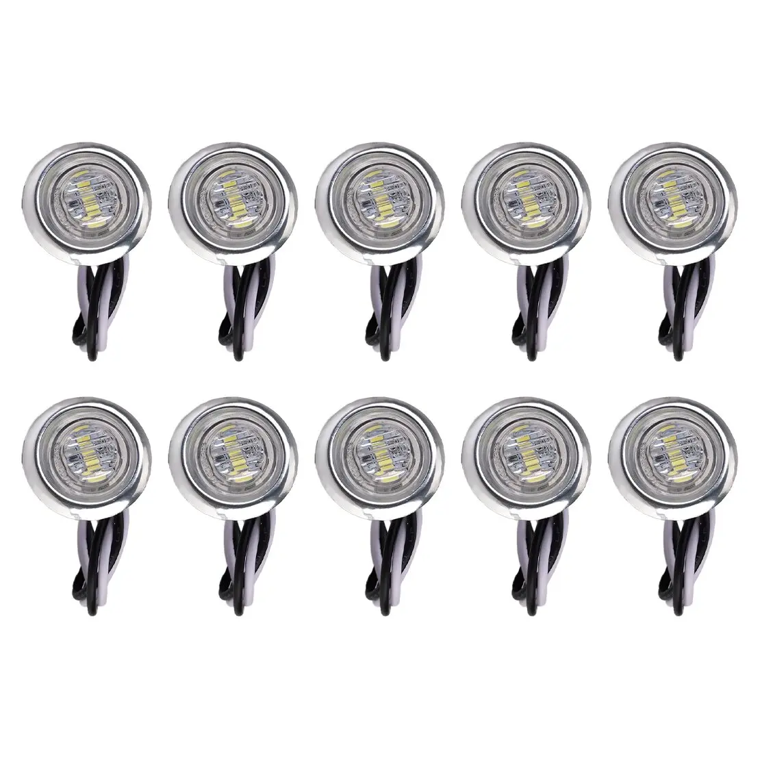 

10Pcs White Round 3/4" LED Side Marker Lamp Bullet Indicator Clearance Turn Signal Light Blinker Fit For Car Truck Trailer Boat