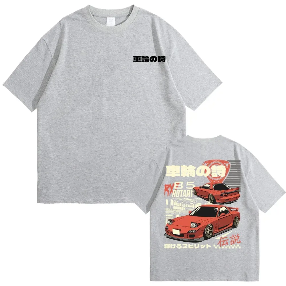 2024 Anime Initial D Drift AE86 Double Sided Print Tshirt RX-7 R34 Skyline GTR JDM Men\'s Vintage Harajuku Oversized T Shirts