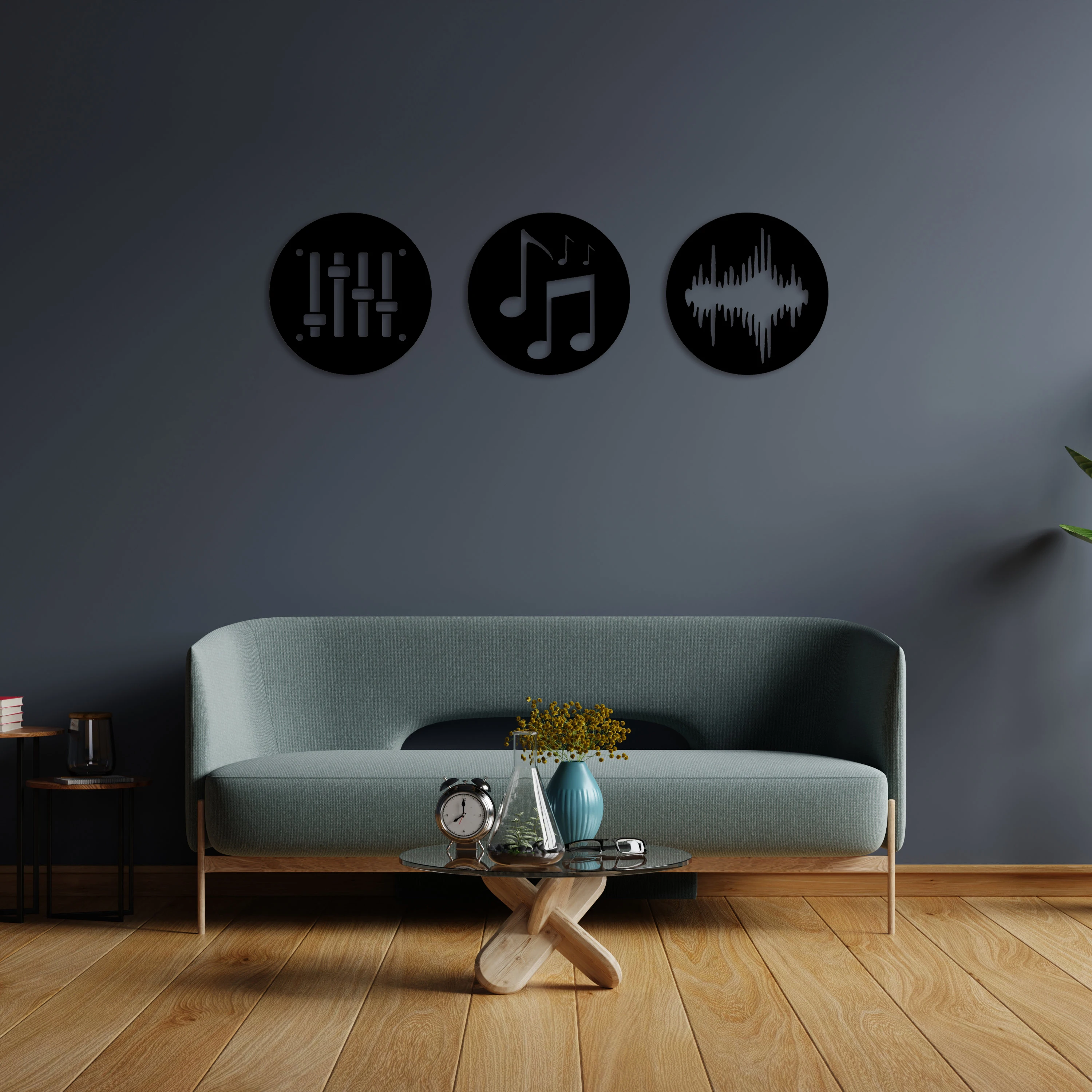 3pcs Black Wood Music Wall Hanging Decoration Equalizer Music Note Sound Wave Sign Suitable for Music Room Music Party