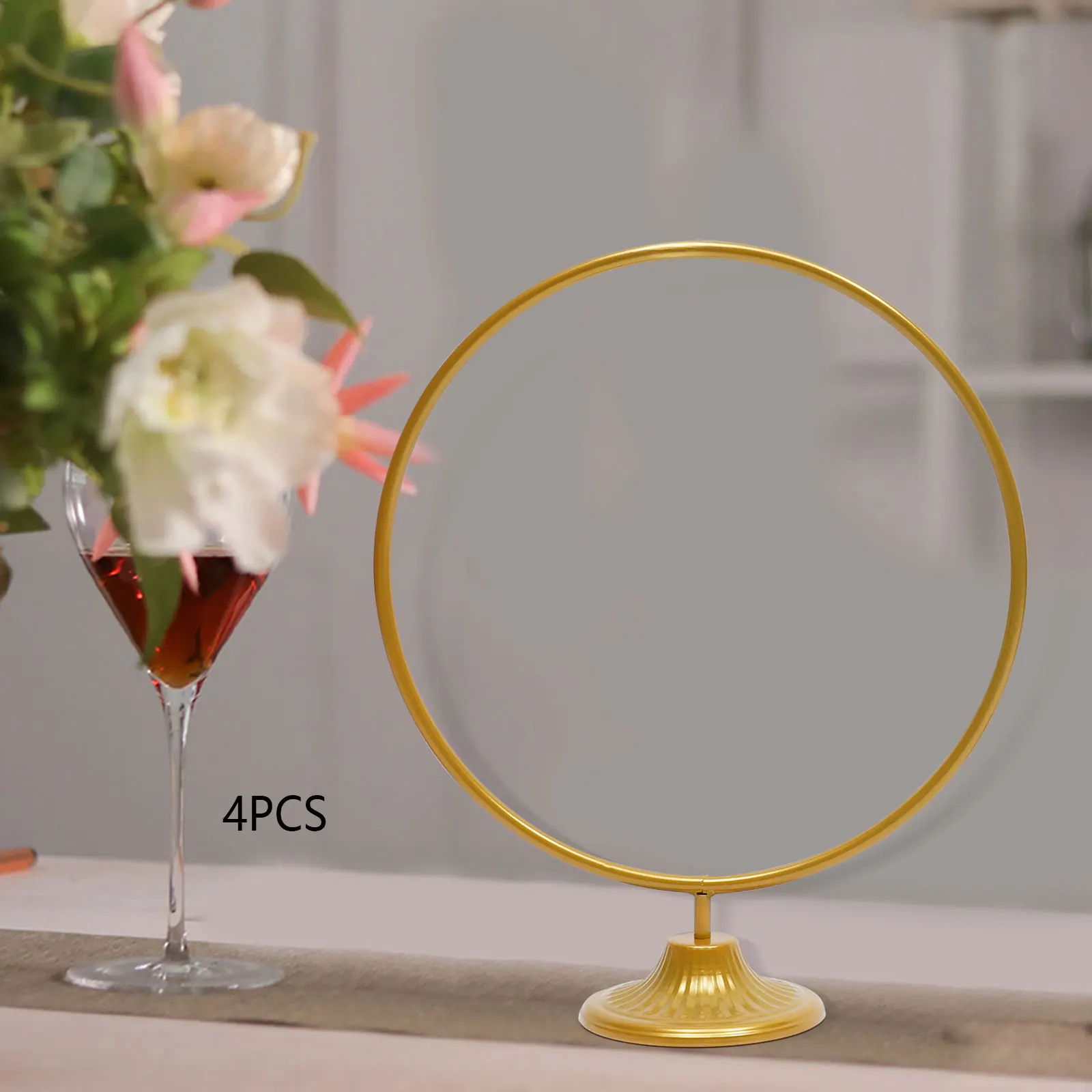 4pcs Table Centerpiece Round Floral Wreath Hoop Metal Flower Stand Wedding Balloon Decor Rack