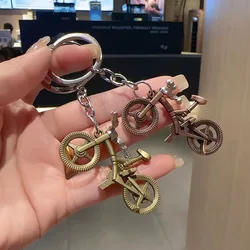 Creative 3D Bicycle Shaped Keychain for Cycling Lovers Retro Simulation Bike Keyring Bag Pendant Car Trinket Accessories
