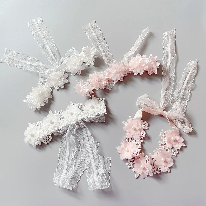 White Lace Floral Hair Accessories Baby Girl Princess Headdress Cute Baby Head Flower