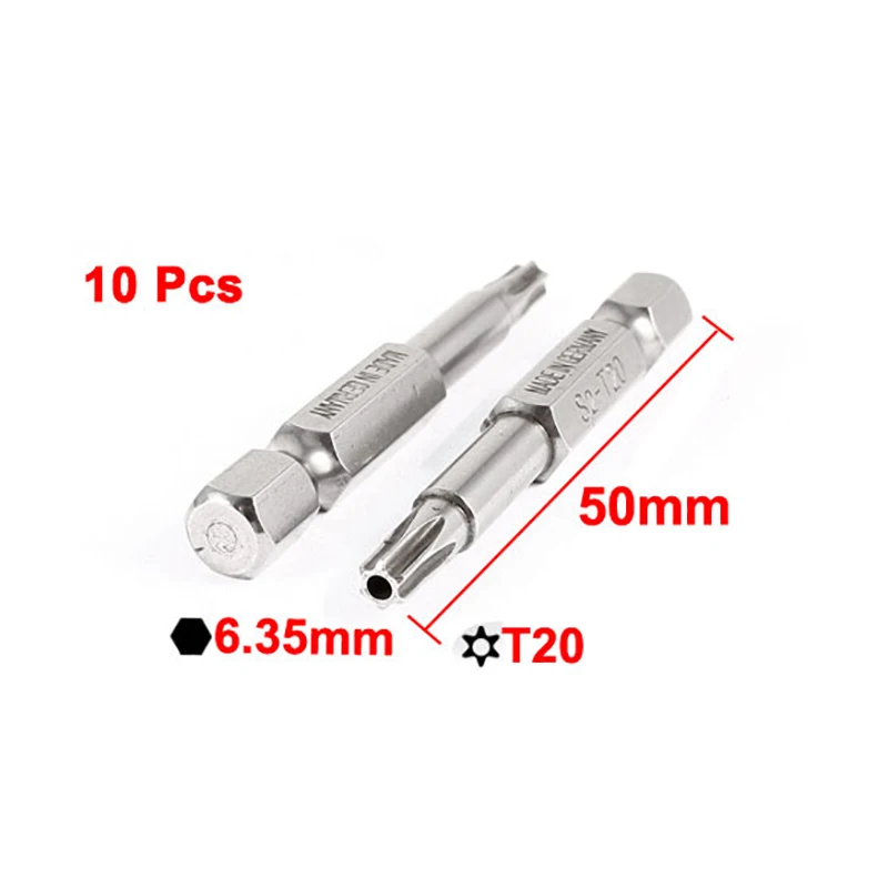 10pcs 50mm Long Magnetic Torx Screwdriver Bits 1/4" Hex Shank  T8 T10 T20 T30 PH1 PH2 Phillips Screwdriver Nutdrivers Drill Bits