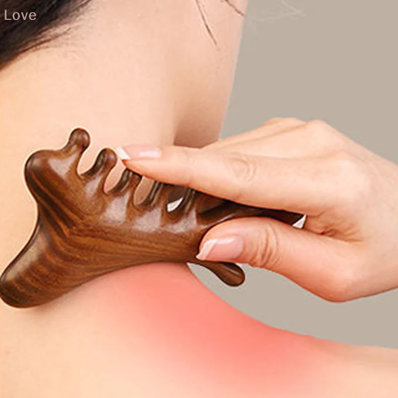 

Многофункциональная деревянная массажная расческа для меридианов из сандалового дерева с широкими зубьями для точечного массажа Гуаша