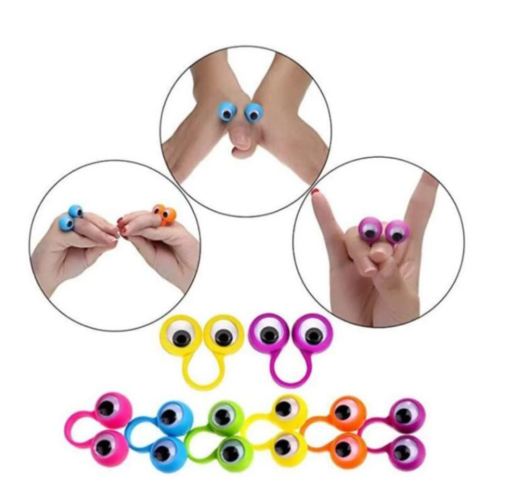 BIG Google Eye Finger Puppet Plastic Rings Kids Practical Jokes Gift Toy Wiggle Eyes Puppets Spies For Birthday Party