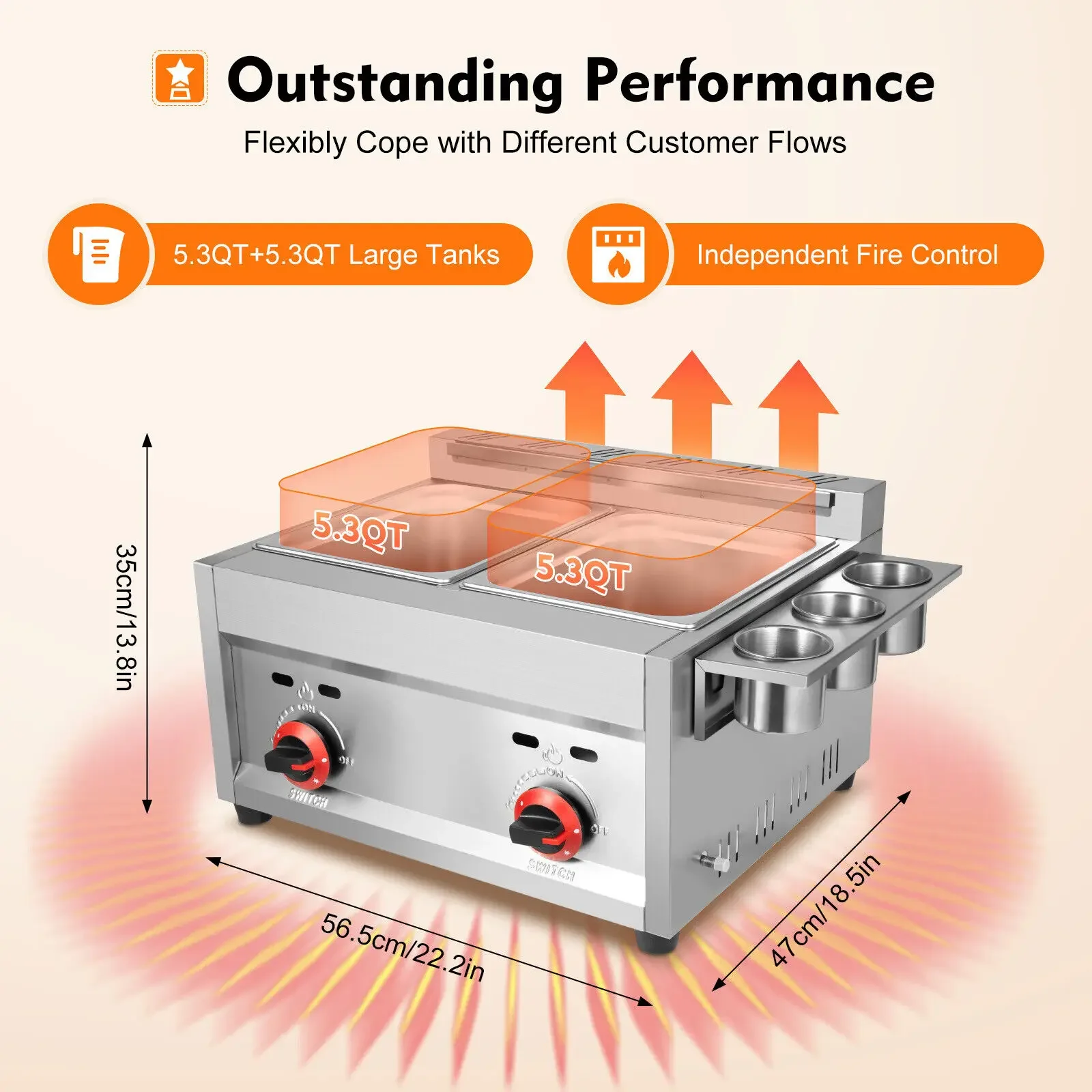 Friggitrice a gas da appoggio a 2 cestelli – Friggitrice commerciale a propano GPL in acciaio inossidabile